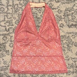 Vintage Y2K Pink Lace Halter Top